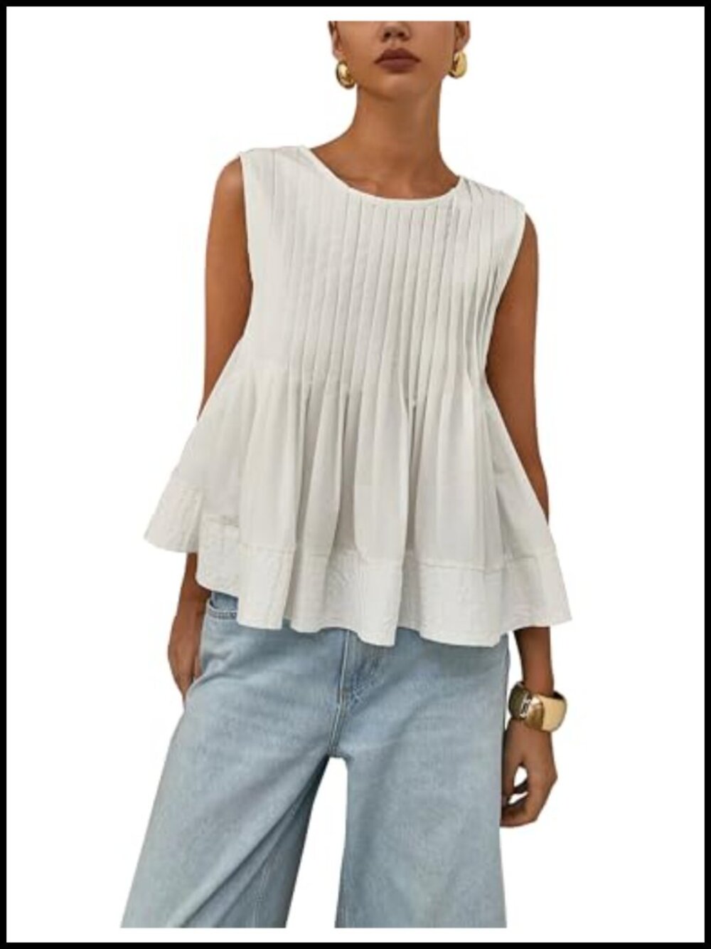 Women's Babydoll Tank Top Cotton Modal Sleeveless Soft Fit